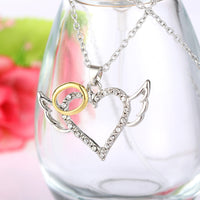 Thumbnail for Dainty CZ Inlaid Angel Wing Heart Pendant Necklace - ArtGalleryZen