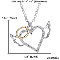 Thumbnail for Dainty CZ Inlaid Angel Wing Heart Pendant Necklace - ArtGalleryZen