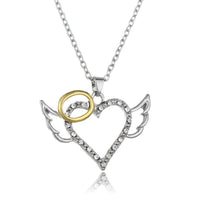 Thumbnail for Dainty CZ Inlaid Angel Wing Heart Pendant Necklace - ArtGalleryZen