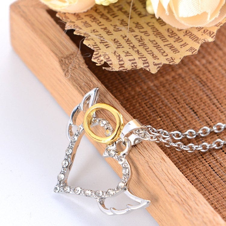 Dainty CZ Inlaid Angel Wing Heart Pendant Necklace - ArtGalleryZen