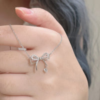 Thumbnail for Dainty CZ Inlaid Bowknot Charm Necklace - ArtGalleryZen