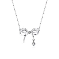 Thumbnail for Dainty CZ Inlaid Bowknot Charm Necklace - ArtGalleryZen
