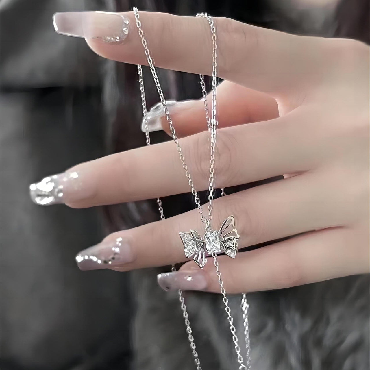 Dainty CZ Inlaid Butterfly Wings Necklace - ArtGalleryZen