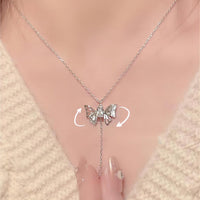 Thumbnail for Dainty CZ Inlaid Butterfly Wings Necklace - ArtGalleryZen