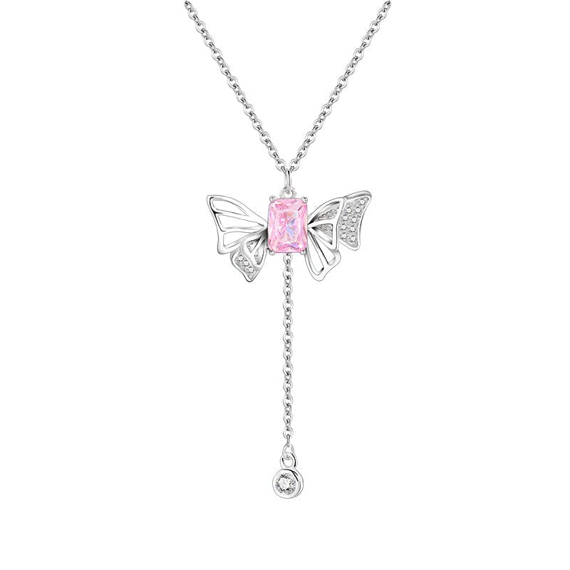 Dainty CZ Inlaid Butterfly Wings Necklace - ArtGalleryZen