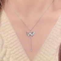 Thumbnail for Dainty CZ Inlaid Butterfly Wings Necklace - ArtGalleryZen