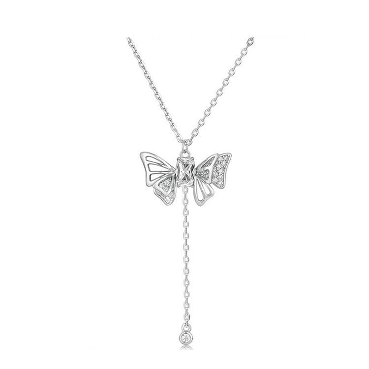 Dainty CZ Inlaid Butterfly Wings Necklace - ArtGalleryZen