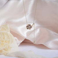 Thumbnail for Dainty CZ Inlaid Camellia Cable Chain Necklace - ArtGalleryZen