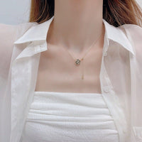 Thumbnail for Dainty CZ Inlaid Camellia Cable Chain Necklace - ArtGalleryZen