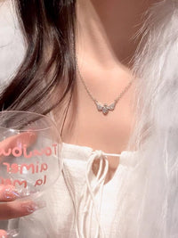 Thumbnail for Dainty CZ Inlaid Crown Heart Angel Wings Necklace - ArtGalleryZen
