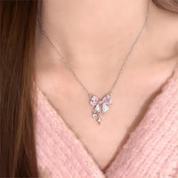 Thumbnail for Dainty CZ Inlaid Crystal Bowknot Star Necklace - ArtGalleryZen