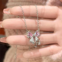 Thumbnail for Dainty CZ Inlaid Crystal Bowknot Star Necklace - ArtGalleryZen