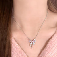 Thumbnail for Dainty CZ Inlaid Crystal Bowknot Star Necklace - ArtGalleryZen