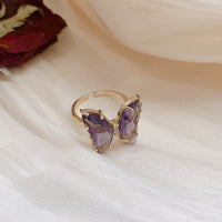 Thumbnail for Dainty CZ Inlaid Crystal Butterfly Necklace Earrings Ring Set - ArtGalleryZen