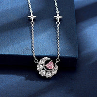 Thumbnail for Dainty CZ Inlaid Crystal Heart Moon Phase Necklace - ArtGalleryZen