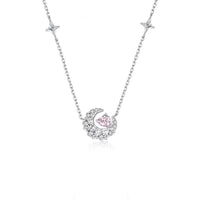 Thumbnail for Dainty CZ Inlaid Crystal Heart Moon Phase Necklace - ArtGalleryZen