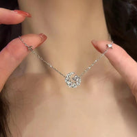 Thumbnail for Dainty CZ Inlaid Crystal Heart Moon Phase Necklace - ArtGalleryZen
