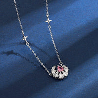 Thumbnail for Dainty CZ Inlaid Crystal Heart Moon Phase Necklace - ArtGalleryZen