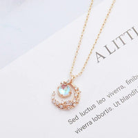 Thumbnail for Dainty CZ Inlaid Crystal Moon Necklace - ArtGalleryZen