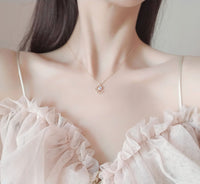 Thumbnail for Dainty CZ Inlaid Crystal Moon Necklace - ArtGalleryZen