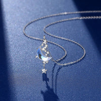 Thumbnail for Dainty CZ Inlaid Crystal Star Moon Phase Necklace - ArtGalleryZen