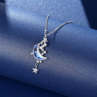 Thumbnail for Dainty CZ Inlaid Crystal Star Moon Phase Necklace - ArtGalleryZen
