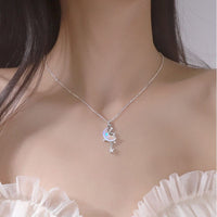 Thumbnail for Dainty CZ Inlaid Crystal Star Moon Phase Necklace - ArtGalleryZen