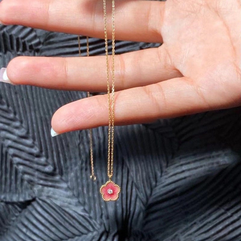 Cute Pink Cherry Blossom Necklace – Bali Mantra