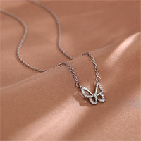 Thumbnail for Dainty CZ Inlaid Hollowed-out Butterfly Necklace - ArtGalleryZen