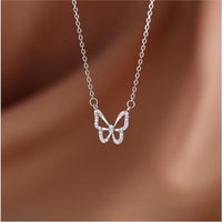 Thumbnail for Dainty CZ Inlaid Hollowed-out Butterfly Necklace - ArtGalleryZen