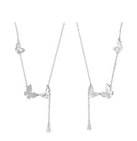 Thumbnail for Dainty CZ Inlaid Hollowed-out Trio Butterfly Necklace - ArtGalleryZen