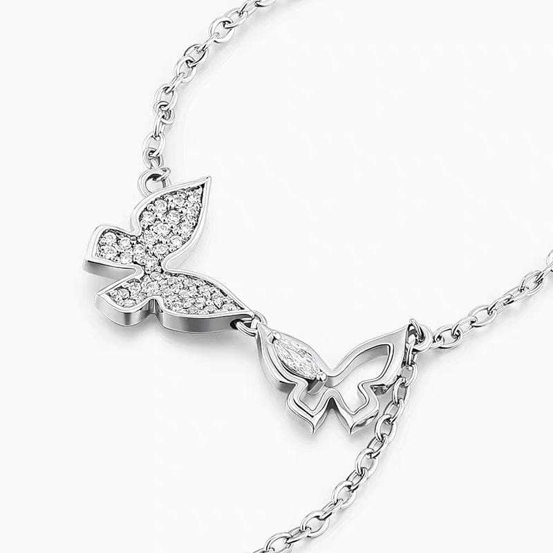 Dainty CZ Inlaid Hollowed-out Trio Butterfly Necklace - ArtGalleryZen