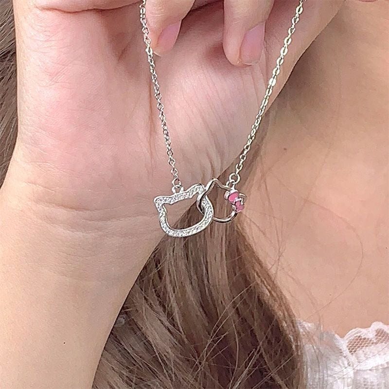 Dainty CZ Inlaid Kitty Pendant Necklace - ArtGalleryZen
