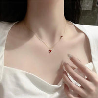 Thumbnail for Dainty CZ Inlaid Lock And Key Heart Necklace - ArtGalleryZen