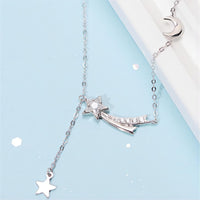 Thumbnail for Dainty CZ Inlaid Meteor Star Moon Phase Necklace - ArtGalleryZen