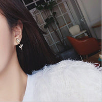 Thumbnail for Dainty CZ Inlaid Natural Opal Tulip Earrings - ArtGalleryZen