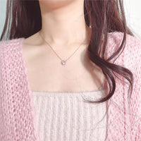 Thumbnail for Dainty CZ Inlaid Pink Cherry Blossom Necklace - ArtGalleryZen