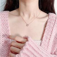 Thumbnail for Dainty CZ Inlaid Pink Cherry Blossom Necklace - ArtGalleryZen