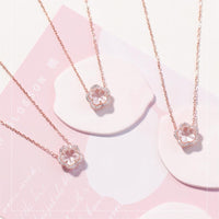 Thumbnail for Dainty CZ Inlaid Pink Cherry Blossom Necklace - ArtGalleryZen
