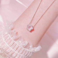 Thumbnail for Dainty CZ Inlaid Pink Cherry Blossom Necklace - ArtGalleryZen