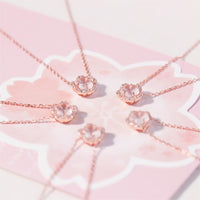 Thumbnail for Dainty CZ Inlaid Pink Cherry Blossom Necklace - ArtGalleryZen