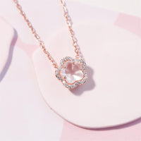 Thumbnail for Dainty CZ Inlaid Pink Cherry Blossom Necklace - ArtGalleryZen