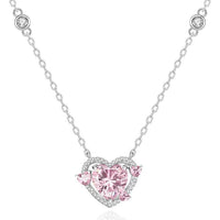 Thumbnail for Dainty CZ Inlaid Pink Crystal Heart Necklace - ArtGalleryZen