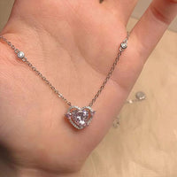 Thumbnail for Dainty CZ Inlaid Pink Crystal Heart Necklace - ArtGalleryZen