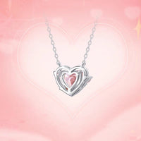Thumbnail for Dainty CZ Inlaid Pink Crystal Heart Necklace - ArtGalleryZen