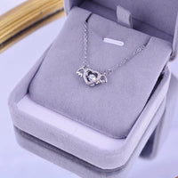 Thumbnail for Dainty CZ Inlaid Rolling Crystal Angel Heart Wings Necklace - ArtGalleryZen