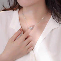 Thumbnail for Dainty CZ Inlaid Rolling Crystal Angel Heart Wings Necklace - ArtGalleryZen