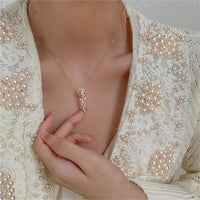 Thumbnail for Dainty CZ Inlaid Rose Necklace - ArtGalleryZen