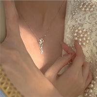 Thumbnail for Dainty CZ Inlaid Rose Necklace - ArtGalleryZen