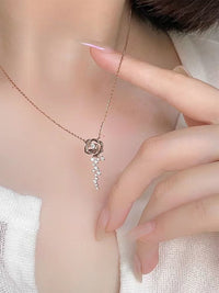 Thumbnail for Dainty CZ Inlaid Rose Necklace - ArtGalleryZen